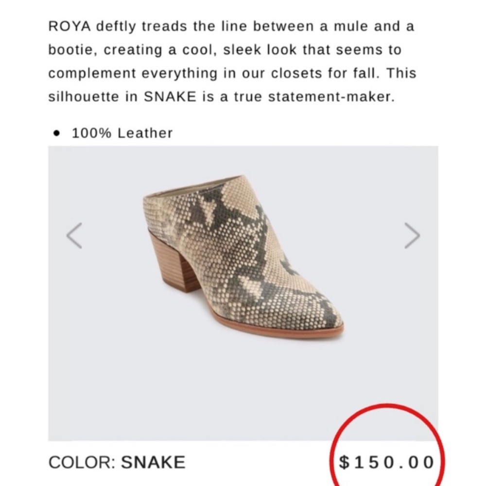 Dolce Vita Python Faux Snake Skin Roya Mule Shoe - Picture 7 of 7